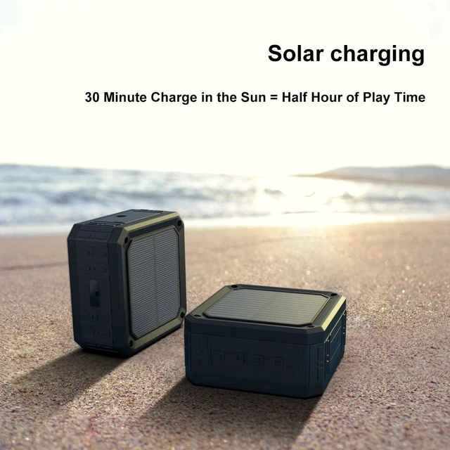 Alt view image 3 of 7 - Portable IPX6 Waterproof Solar Bluetooth Speaker 15-Hour Playtime, Rich Stereo Bass, Shockproof & Dustproof for Home & Outdoor (1-Pack)