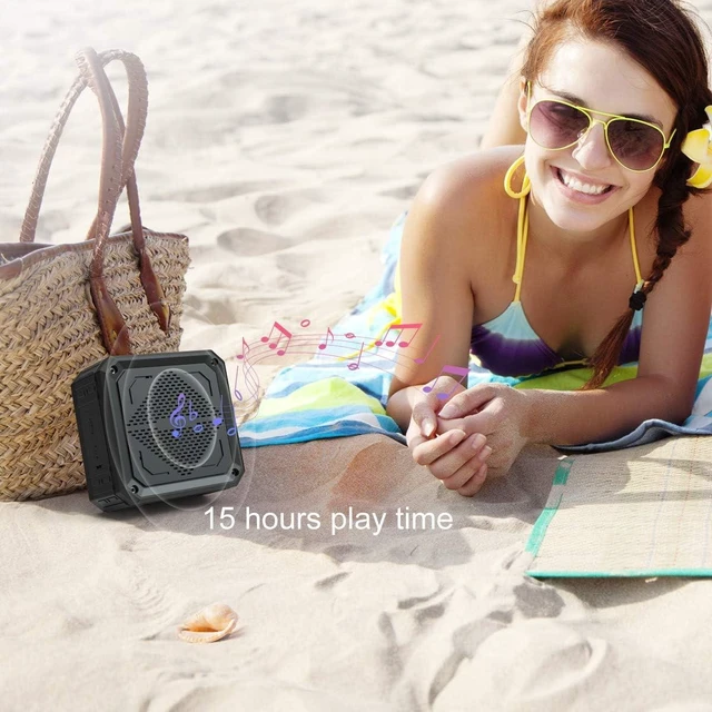 Alt view image 2 of 7 - Portable IPX6 Waterproof Solar Bluetooth Speaker 15-Hour Playtime, Rich Stereo Bass, Shockproof & Dustproof for Home & Outdoor (1-Pack)