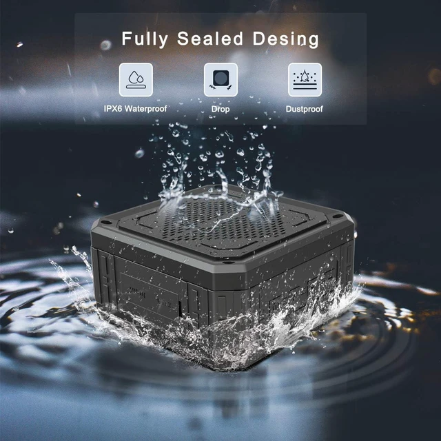 Alt view image 5 of 7 - Portable IPX6 Waterproof Solar Bluetooth Speaker 15-Hour Playtime, Rich Stereo Bass, Shockproof & Dustproof for Home & Outdoor (1-Pack)