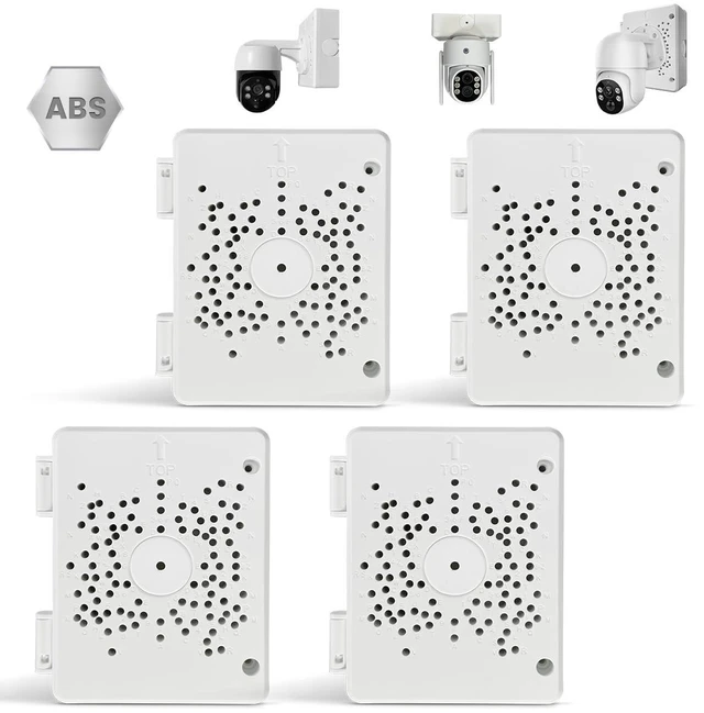 Main image of Security Camera Junction Box for PTZ Cameras, Outdoor IP65 Waterproof CCTV Mounting Bracket, ABS Plastic Cable Concealment Box (4 Pack)