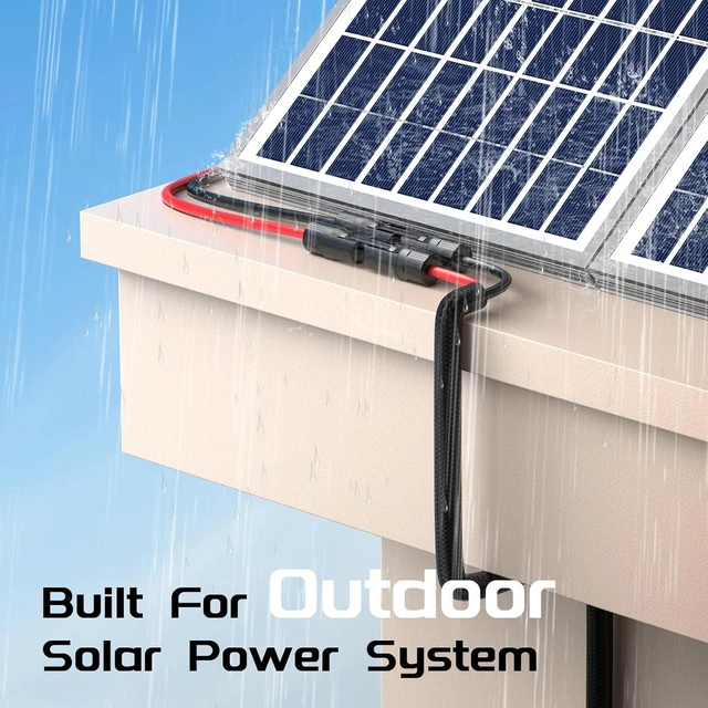 Alt view image 4 of 7 - 10AWG 30FT Solar Panel Extension Cable, Flame Retardant Twin Wire 10 Gauge with IP68 Female & Male Waterproof Connectors & Dust Caps for Home, RV