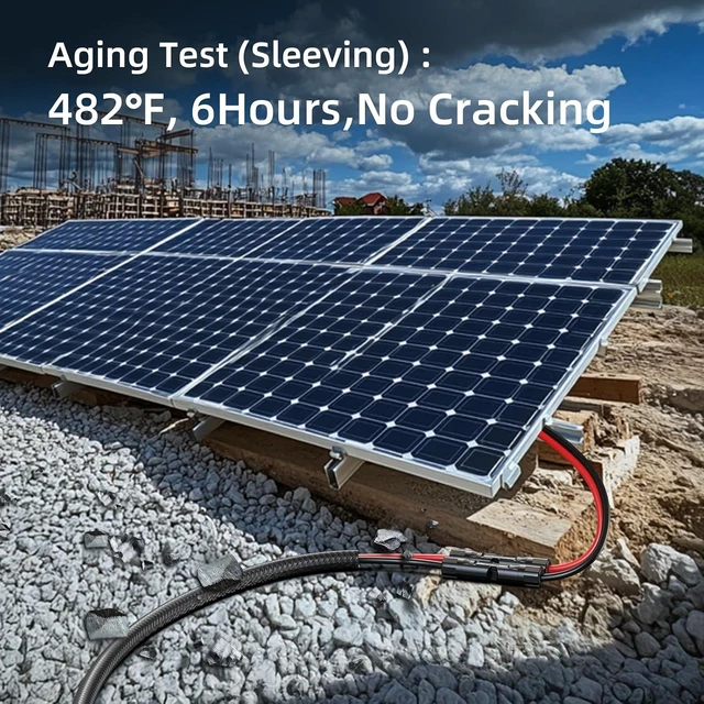 Alt view image 7 of 7 - 10AWG 30FT Solar Panel Extension Cable, Flame Retardant Twin Wire 10 Gauge with IP68 Female & Male Waterproof Connectors & Dust Caps for Home, RV