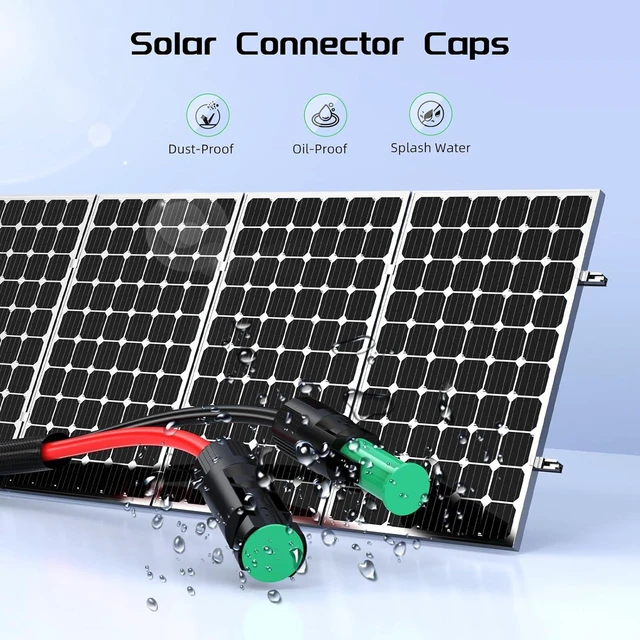 Alt view image 6 of 7 - 10AWG 30FT Solar Panel Extension Cable, Flame Retardant Twin Wire 10 Gauge with IP68 Female & Male Waterproof Connectors & Dust Caps for Home, RV