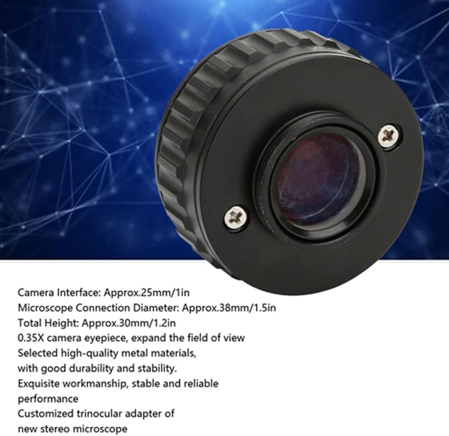 Alt view image 2 of 5 - 0.35X C-Mount Microscope Lens Adapter Camera Interface Adapter Accessory for Trinocular Stereo Microscope