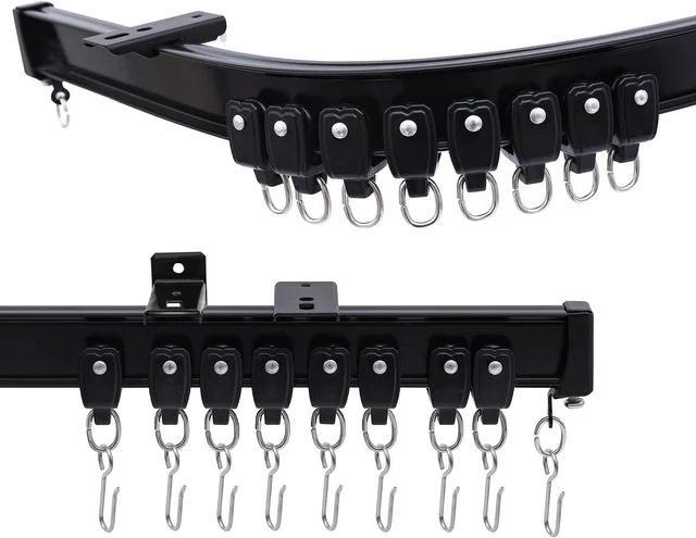 Main image of Flexible Ceiling Curtain Track Bendable Aluminum Mount Rail with Hooks for Room Divider, Window, RV, Shower, Privacy, Outdoor & Hospital, Black 3-9ft