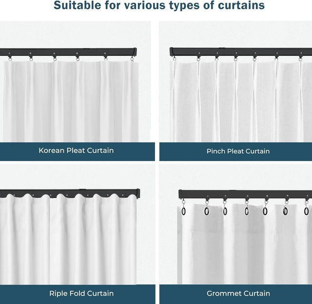 Alt view image 4 of 7 - Flexible Ceiling Curtain Track Bendable Aluminum Mount Rail with Hooks for Room Divider, Window, RV, Shower, Privacy, Outdoor & Hospital, Black 3-9ft