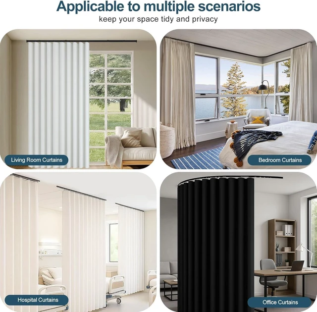 Alt view image 6 of 7 - Flexible Ceiling Curtain Track Bendable Aluminum Mount Rail with Hooks for Room Divider, Window, RV, Shower, Privacy, Outdoor & Hospital, Black 3-9ft