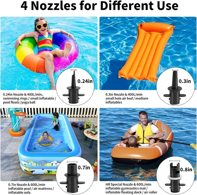 Alt view image 2 of 7 - 600W High Power Quick-Fill Electric Air Pump for Inflatables