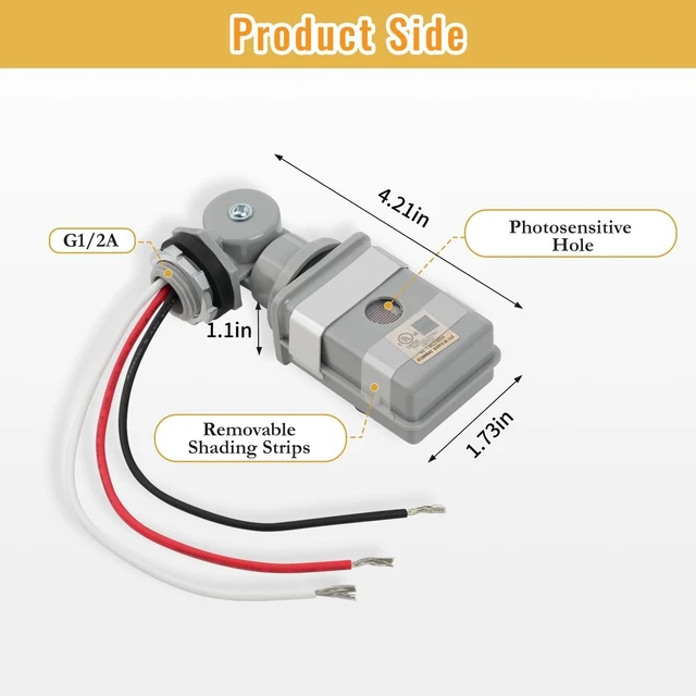 Alt view image 6 of 7 - 4 Pcs 120VAC Dusk to Dawn Photocell Sensor for Outdoor Lights IP54 Waterproof Switch for Yard, Parking Lot & Street