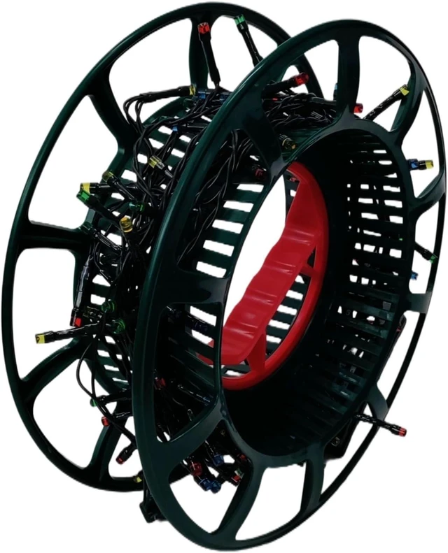 Main image of Christmas String Light Storage Wheel Wind-Up Reel & Cable Organizer, Tangle-Free Tree Light Cradle