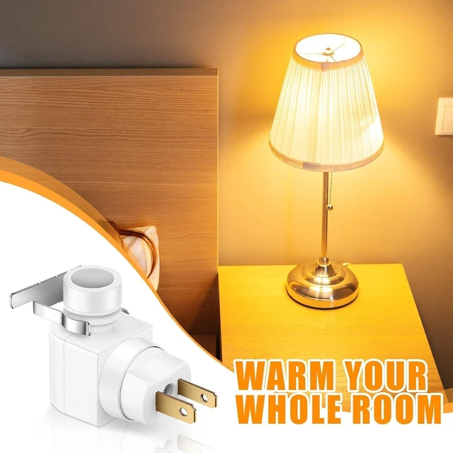 Alt view image 5 of 7 - 12 Sets 360° Plug-In Night Light Module Base, Rotating Lamp Plug with On/Off Switch & Metal Clips, Plastic Swivel Wall Base for Making Lamps (White)