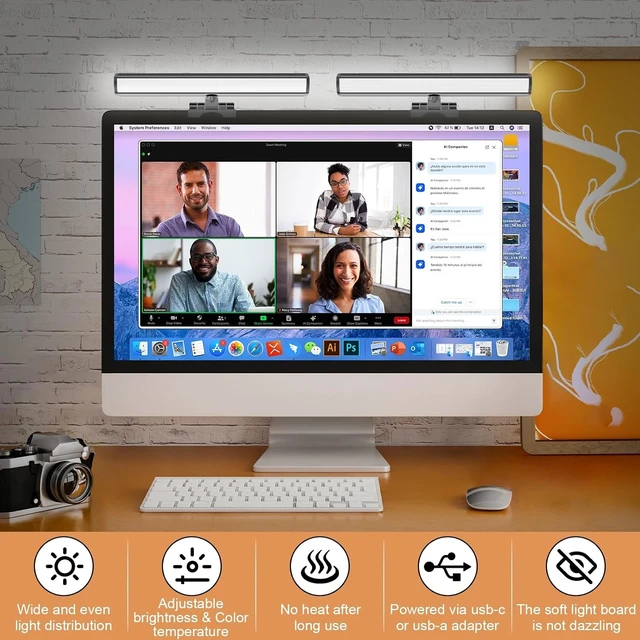 Alt view image 4 of 7 - Video Conference Light Bar, Eye-Caring Screen Light for Webcam Streaming & Zoom Meetings