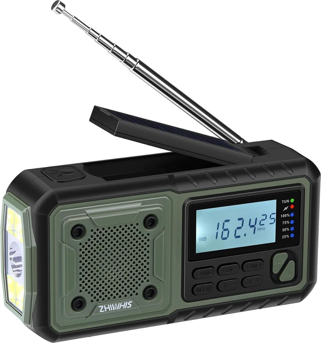 Main image of NOAA Weather/AM/FM Hand Crank Solar Emergency Radio SOS Alarm, Built-in 5000mAh Li-Battery, Flashlight/Reading Lamp & Alerts for Emergencies, ZWS-376