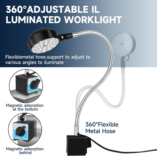Alt view image 2 of 7 - 2000 Lumen LED Magnetic Work Light, Mechanic Tool Shop Lamp for Workbench, Wood Lathe, Sewing Machine & Grill