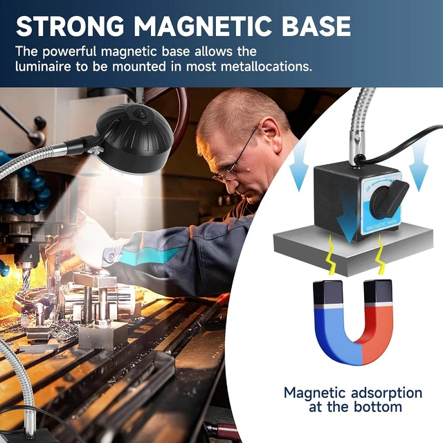 Alt view image 3 of 7 - 2000 Lumen LED Magnetic Work Light, Mechanic Tool Shop Lamp for Workbench, Wood Lathe, Sewing Machine & Grill
