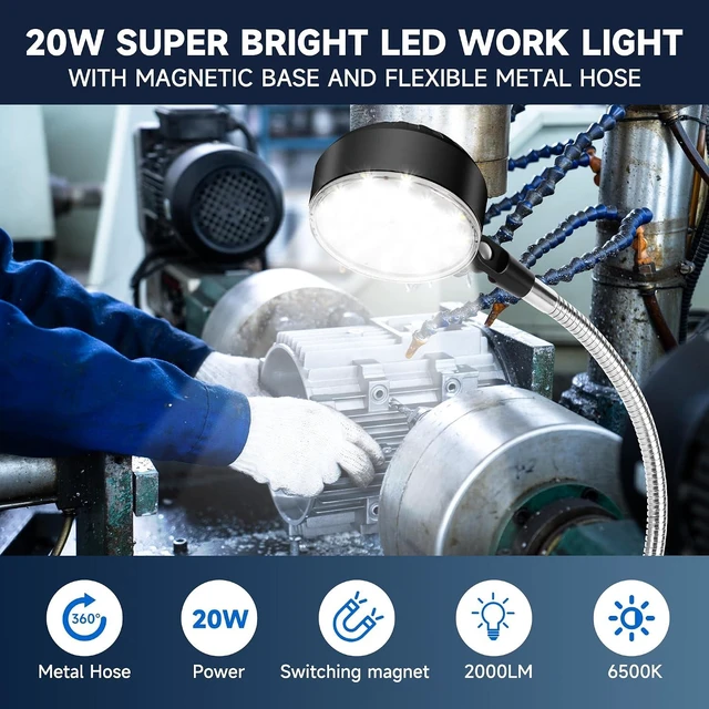 Alt view image 4 of 7 - 2000 Lumen LED Magnetic Work Light, Mechanic Tool Shop Lamp for Workbench, Wood Lathe, Sewing Machine & Grill