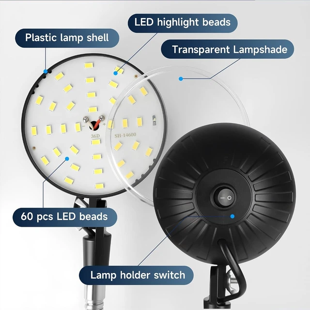 Alt view image 6 of 7 - 2000 Lumen LED Magnetic Work Light, Mechanic Tool Shop Lamp for Workbench, Wood Lathe, Sewing Machine & Grill