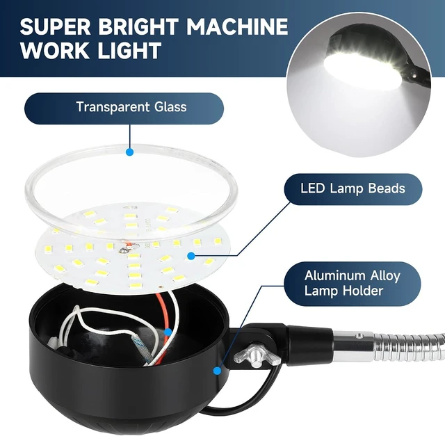 Alt view image 7 of 7 - 2000 Lumen LED Magnetic Work Light, Mechanic Tool Shop Lamp for Workbench, Wood Lathe, Sewing Machine & Grill