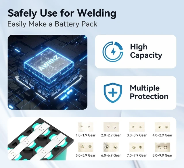 Alt view image 4 of 7 - 11000mAh Battery Spot Welder with 1.5" LCD Screen 99-Gear Adjustable Mini Welder for 18650 Battery (11000mAh)