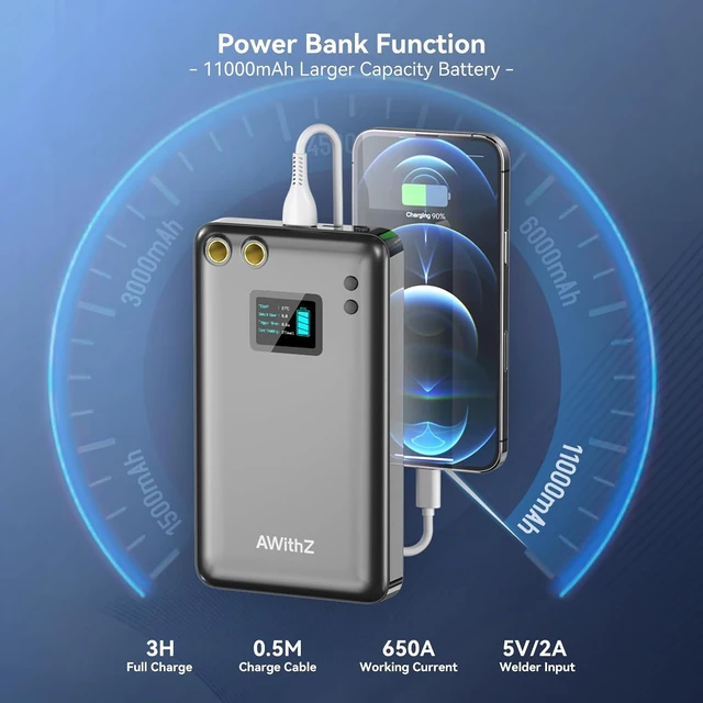 Alt view image 5 of 7 - 11000mAh Battery Spot Welder with 1.5" LCD Screen 99-Gear Adjustable Mini Welder for 18650 Battery (11000mAh)