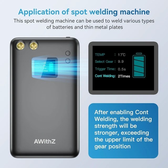 Alt view image 6 of 7 - 11000mAh Battery Spot Welder with 1.5" LCD Screen 99-Gear Adjustable Mini Welder for 18650 Battery (11000mAh)
