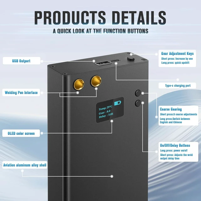 Alt view image 2 of 7 - Battery Spot Welder Kit with LCD Color Screen 7500mAh Mini Spot Welding Machine with 80 Adjustable Power Levels