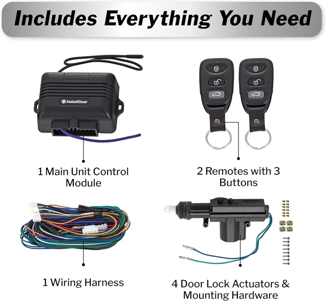Alt view image 3 of 7 - Keyless Entry System with Two 3-Button Remotes & 4 Door Actuators, Central Locking Power Lock Kit for Car, Auto, Truck