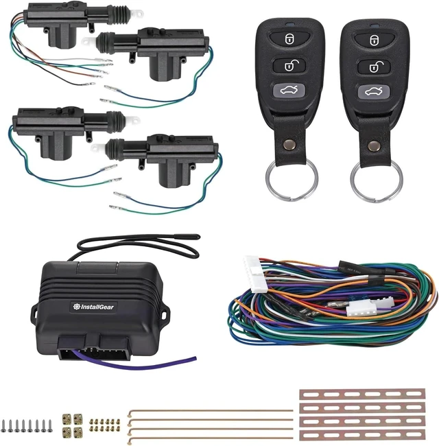 Main image of Keyless Entry System with Two 3-Button Remotes & 4 Door Actuators, Central Locking Power Lock Kit for Car, Auto, Truck