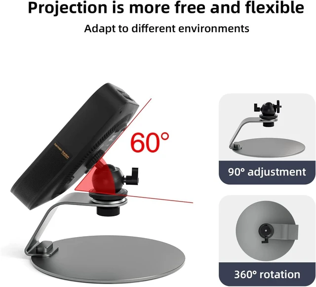 Alt view image 4 of 6 - Movable Projector Stand with 38mm Ball Head Tilt Portable Desktop Mount for 3.5mm Input Projectors, Home Office & Outdoor