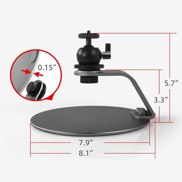 Alt view image 6 of 6 - Movable Projector Stand with 38mm Ball Head Tilt Portable Desktop Mount for 3.5mm Input Projectors, Home Office & Outdoor