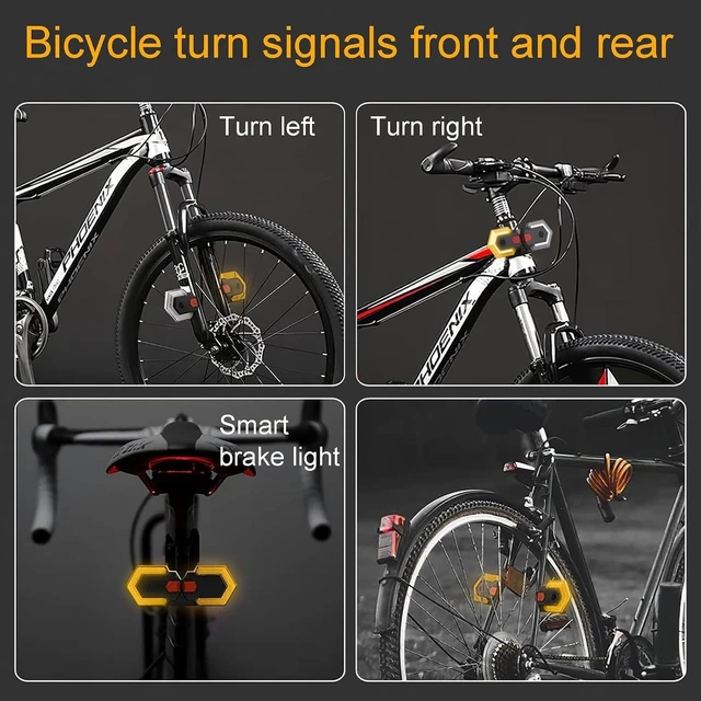 Alt view image 2 of 7 - Bike Tail Light with Turn Signal Split Front & Rear Bicycle Turn Signals, 5 Modes, USB Rechargeable Waterproof E-Bike Light for Road Cycling Safety