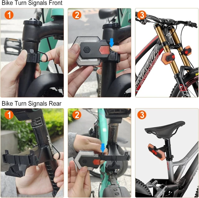 Alt view image 6 of 7 - Bike Tail Light with Turn Signal Split Front & Rear Bicycle Turn Signals, 5 Modes, USB Rechargeable Waterproof E-Bike Light for Road Cycling Safety