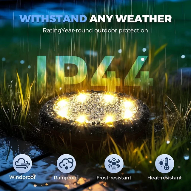 Alt view image 5 of 7 - 20 Pack Mini Solar Ground Lights Outdoor Waterproof Pathway Solar Lights for Driveway, Walkway, Yard & Landscape Garden (Warm White)