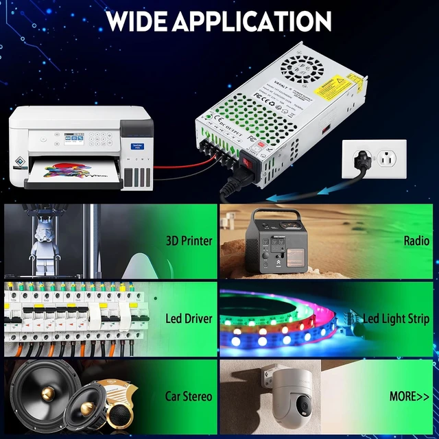Alt view image 7 of 7 - DC 12V 50A 600W Switching Power Supply, 110V/220V AC to DC Converter for CCTV, 3D Printer, LED Strip & Computer Projects