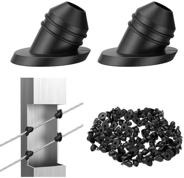 Main image of 100 Pack 30 Degree Replaceable Cable Railing Rubber Grommets, BCR30 | for 1/8" 5/32" 3/16" Cables & Metal Posts, Cable Protective Sleeves