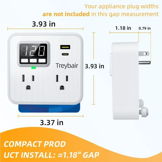 Alt view image 7 of 7 - Surge Protector Power Strip with USB Type-C, 80V-140V Voltage Protection for Refrigerator, TV & Computer