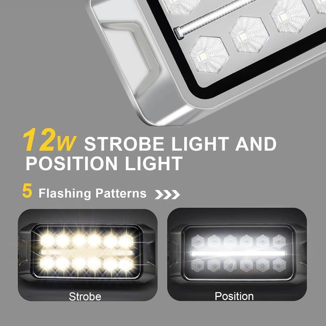 Alt view image 4 of 6 - W38S Amber LED Beacon Light Emergency Strobe Flashing with Position Light for Truck, Rescue, Ambulance, Construction, Vehicle