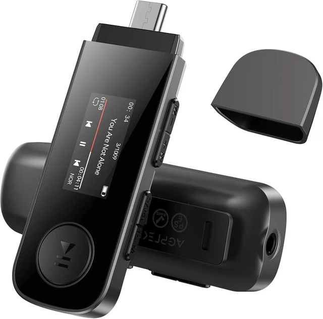 Main image of 64GB Bluetooth MP3 Player with Clip U5PL 2-in-1 Type-C & USB Music Player with FM Radio, Recording & Mobile Phone Connection (Gray)