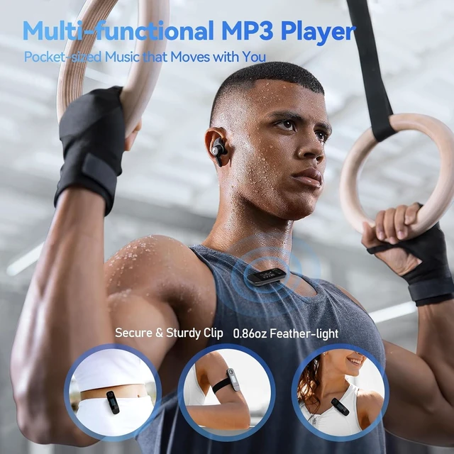 Alt view image 7 of 7 - 64GB Bluetooth MP3 Player with Clip U5PL 2-in-1 Type-C & USB Music Player with FM Radio, Recording & Mobile Phone Connection (Gray)