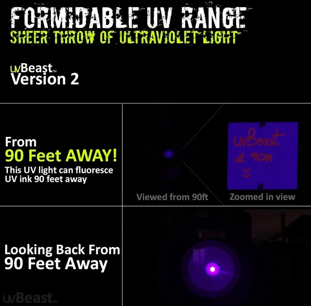 Alt view image 4 of 7 - V2 Black Light UV Flashlight, High-Definition Flood Effect 385-395nm UV, Works in Ambient Light, for Commercial/Domestic Use, USA Stock, UK Design