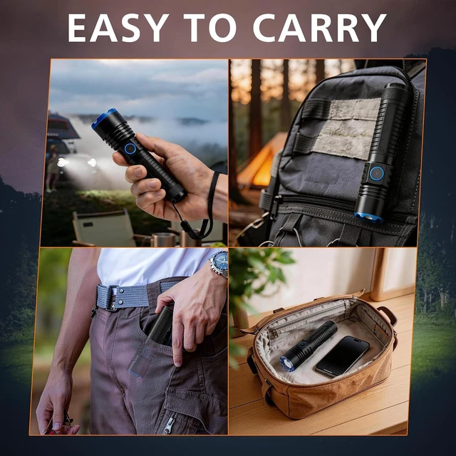 Alt view image 6 of 7 - EDC Flashlight High Lumens for Home 5 Modes Bright LED Tactical Pocket Flashlight for Emergencies, Hunting & Camping, Everyday Carry Gift for Men