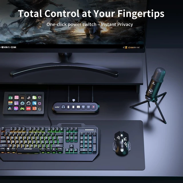Alt view image 6 of 7 - 7-Port Powered USB Hub 4 USB-A 3.0 + 2 USB-C 3.0 + 1 Fast-Charging Port, 36W with LED Switches, 13 Keycaps, 12V/3A Adapter for Windows/MacOS/Linux