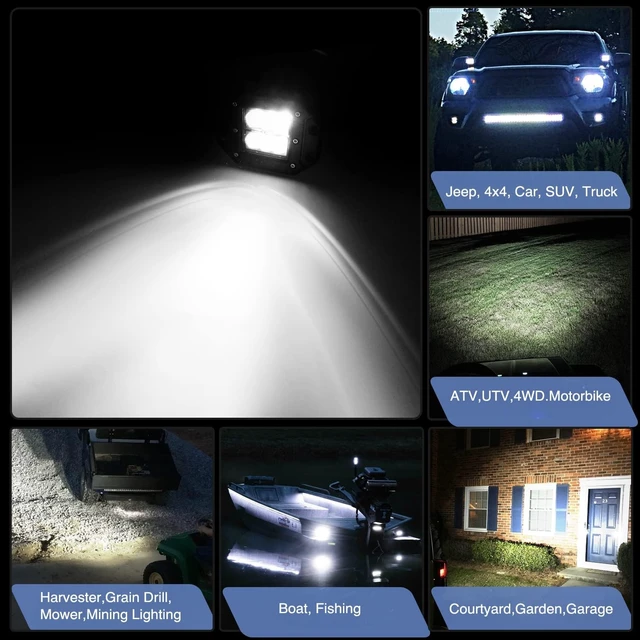 Alt view image 6 of 6 - 2PCS 18W Flood Beam LED Light Bar Pods Flush Mount Off Road Work, Backup, Fog & Driving Bumper Lamp for Truck, Tractor, SUV, UTV, ATV, Boats