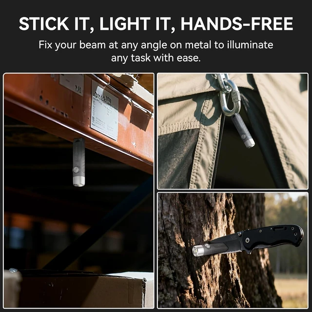 Alt view image 3 of 7 - S11-T Rechargeable Keychain Flashlight (4-PCS) 500 High Lumens EDC Mini with Magnet, LED Pocket Light for Outdoor, Camping & Hiking