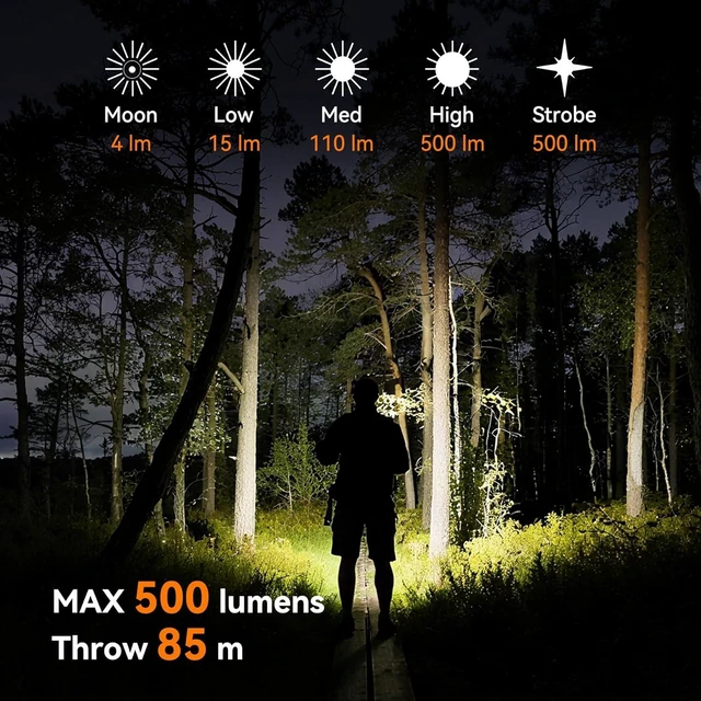 Alt view image 5 of 7 - S11-T Rechargeable Keychain Flashlight (4-PCS) 500 High Lumens EDC Mini with Magnet, LED Pocket Light for Outdoor, Camping & Hiking
