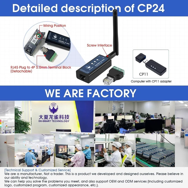 Alt view image 6 of 7 - DX-CP24 Bluetooth to RS485 Serial Adapter Industrial Wireless Communication Module Converter, Turns Wired 485 Devices Wireless (CP24 for Device)