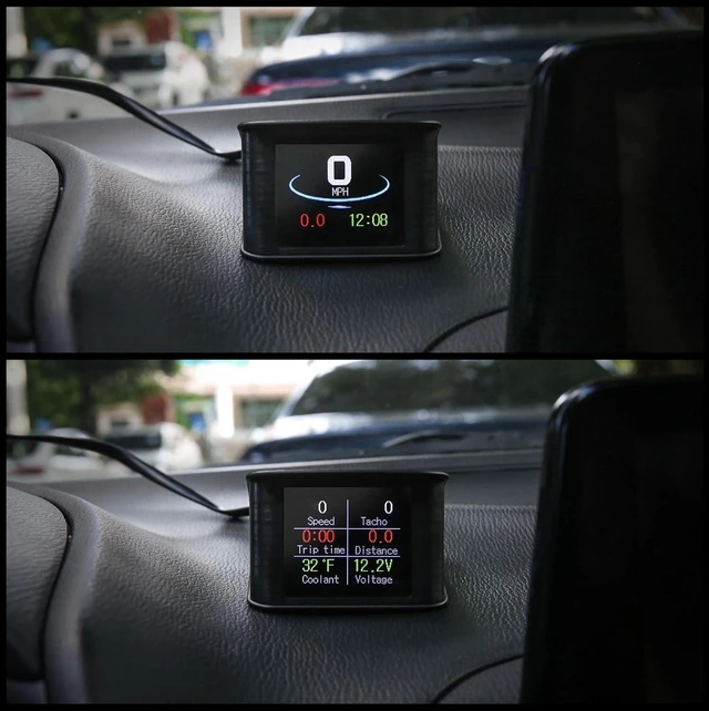 Alt view image 2 of 7 - 2.2-Inch Mini HUD Head Up Display Car Dashboard Digital Speedometer, Multifunction Data Display & Error Alarm, TFT LCD with OBDII EUOBD