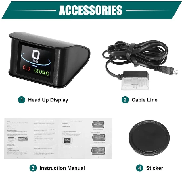 Alt view image 7 of 7 - 2.2-Inch Mini HUD Head Up Display Car Dashboard Digital Speedometer, Multifunction Data Display & Error Alarm, TFT LCD with OBDII EUOBD