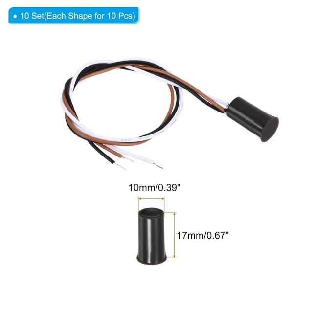 Alt view image 2 of 5 - Magnetic Reed Switch 10 Pack, NO NC Ring Alarm Contact Sensor, Wired Recessed Door & Window Contact Switch for Alarm System, Brown