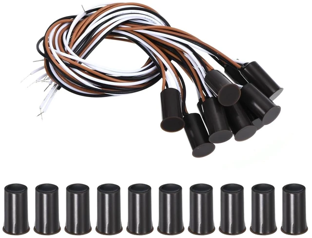 Main image of Magnetic Reed Switch 10 Pack, NO NC Ring Alarm Contact Sensor, Wired Recessed Door & Window Contact Switch for Alarm System, Brown